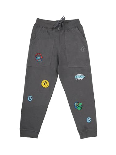 Image of KiddoPanti Boys Solid Fleece Track Pants | Cotton Poly Fleece Fabric | Ankle Length Bottom Rib | 2 Front Patch Pocket | Elastic Waist & Drawcord | Jogger Track Pants for Boys