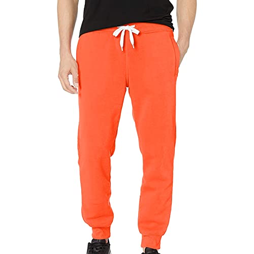 Athlétique actif Pantalons épais jogger solide décontracté polaire taille homme pantalons leggings hommes jogging ensemble, Orange, XXXL Cover