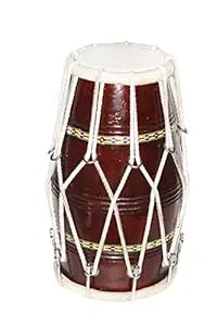 QUEENBRASS Solid Wood HM-0128 Hand Made Sheesham Wood Dholak- Brown-image-27