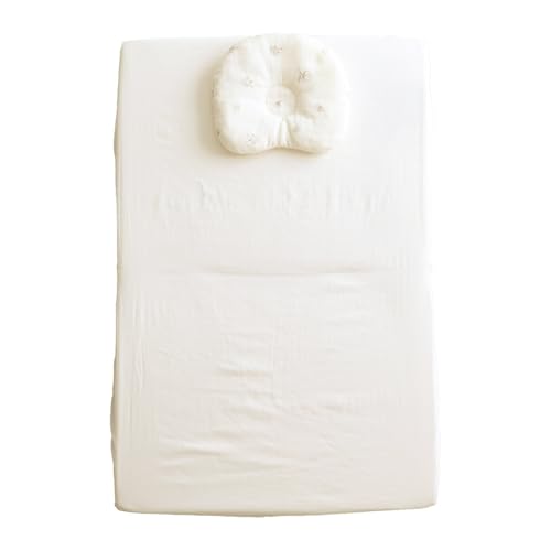 プッパプーポ 日本製 洗える ベビーふとんセット 3点 [2重ガーゼ] 綿100% (01コットン×アイボリー, ミニ, 固わた)