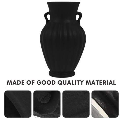 Vase en céramique noir à double oreilles pour salon