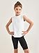 Haloumoning Girls Athletic Tank Tops Sleeveless Active Tennis Yoga Shirts Kids Qucik Dry Running Tees 5-14 Years White