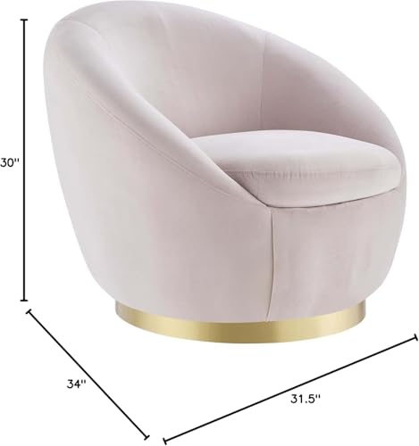Image of Modern Accent Chair Single Seater Channel Tufted Round Shaped Fluffy Chair for Living Room, Bedroom, Apartment (Baby Pink)