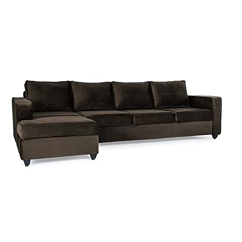 Image of Wakefit Sofa Set | 3 Year Warranty | Sofa 3 Seater, 3 Seater Sofa for Living Room, Wooden Sofa Set, 3 Seater + Left Aligned, Sofa for Living Room - Napper(Fabric-Velvet : Stone)