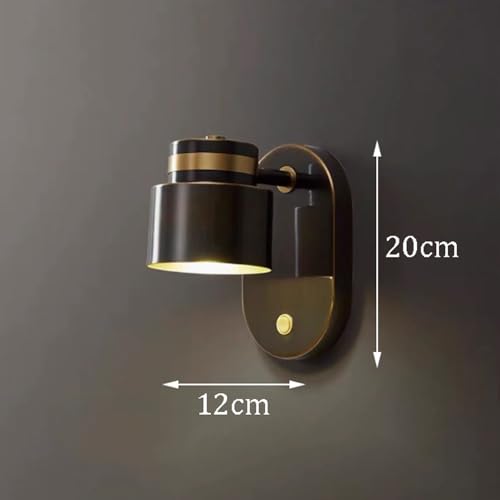 Lámpara de pared con rotación estilo granja y aplique negro con interruptor integrado 8