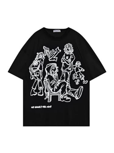 Aelfric Eden Graphic Tees Y2k Cartoon Printed Womens Oversized T Shirt Vintage Tees Men Unisex Aesthetic Streetwear Shirts
