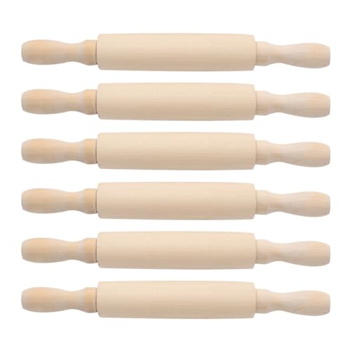 FSSTUD Lot de 6 mini rouleaux à pâtisserie en bois de 20 cm - Petits rouleaux à pâtisserie en bois pour enfants, pour pâtisserie et pizza - Ustensiles de...