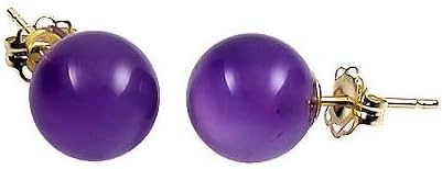 Trustmark 14K Yellow Gold 6mm Natural Purple Amethyst Ball Stud Post Earrings