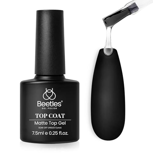Beetles No Wipe Matte Top Coat Gel Polish - Transparent Finish 7.5ml Soak Off Nail Lamp Art Manicure Salon DIY Kit