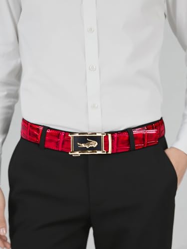 Image of Dubulle Men's Ratchet Belt Gold /Black /Red /Green /Blue /White Automatic Buckle Business Casual Belt Gift - Adjustable Fit