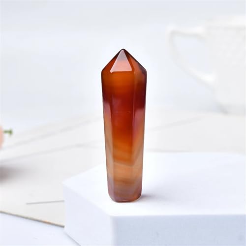 1PC Carnelian Hexagonal Column Sardonyx Crystal Point Red Agate Stone Tower Home Decoration Ornaments Gemstone Stone