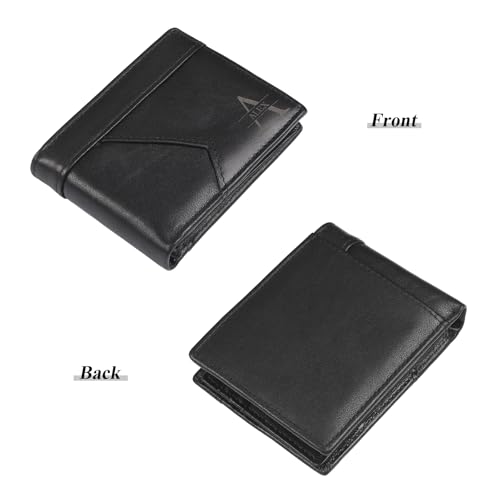 Personalized RFID Leather Wallet for Dad – Custom Name & Initial Bifold – First Layer Cowhide with Gift Box – Father’s Day, Birthday, Christmas Gift from Son Daughter (Black)2
