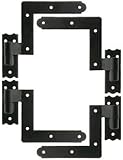 Delaney Exterior Shutter Blind Hinges with 2 Material Options and 3 siding Options, Available with or with Out 'S' Hooks (Wood (489200) 6 Pack, Powder Coated Black)