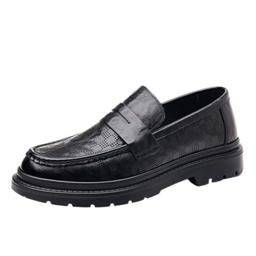 Men's Genuine Leather Slip-On Driving Shoes Summer Breathable Hollow Out Casual Loafers Soft Sole Comfortable