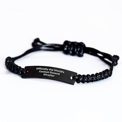 Generic Officially The World's Coolest Funeral Director Gifts | Funny Rope Bracelet Gifts for Funeral Directors | Father's Day Unique Gifts from Daughter, Son, Wife, Small, Black