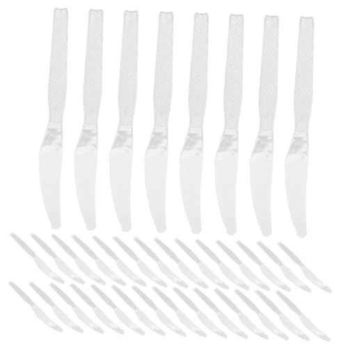 Beavorty 2sets Disposable Plastic Cutlery Transparent Party Utensils for Includes Spoons Forks and Knives for Catering Events and Everyday Meals