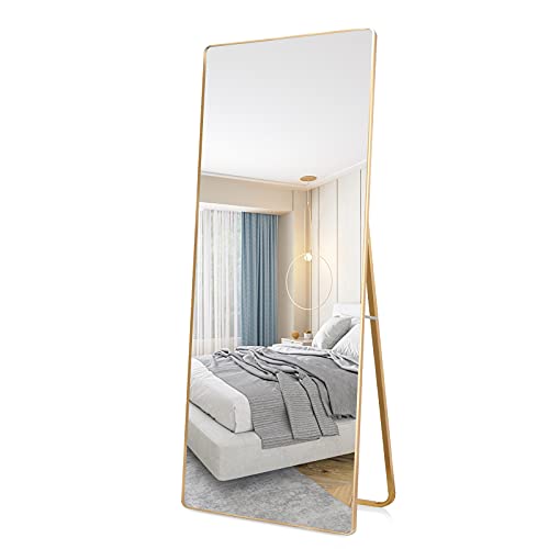 Full Length Mirror 65 x22  Gold Floor Mirror Large Rectangle for Bedroom Living Room Bathroom Fitting Room Mirror, Dressing Mirror Standing Hanging or Leaning Against Wall, Gold