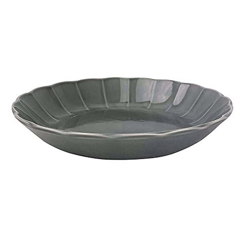 K'sキッチン 食器 深皿 おしゃれ お花 グレー 22cm しのぎ 灰色 ボウル 鉢 大鉢 カレー皿 パスタ皿 煮物鉢 お花リム 洋食器 和食器 日本製 美濃焼 カフェ風 お家ごはん かわいい オシャレ 映える インスタグラム 電子レンジ 食洗機 対応