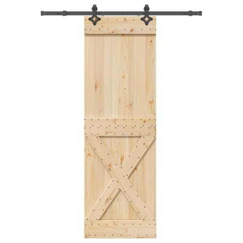 vidaXL Puerta corredera con herrajes madera maciza de pino 70x210 cm