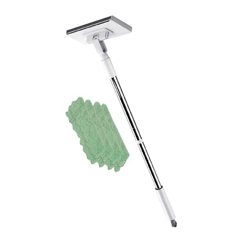 Fregona para polvo, escoba limpiadora de cabeza giratoria de 360 grados – Escoba plana con 2 toallitas reutilizables – para el hogar baldosas parquet apartamento salón pasillo