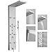 BATHLAVISH Shower Panel Tower System, 4 in 1 Stainless Steel Rainfall Shower Panels with 4-Functions, 8 Body Massage Jets, Handheld Head, Wall Mounted Brushed Nickel