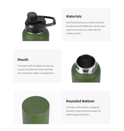 Image of Stainless Steel 24 Hrs Hot and Cold Vacuum Insulated Flask, 1000 Green, Set of 1, Electro | Double Wall Flask | BPA Free | Office | School | Home | Kitchen | Travel - ISI Certified