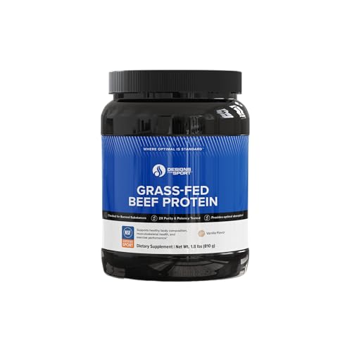 Designs for Sport Beef Protein Powder - NSF Certified for Sport Hydrolyzed Protein - Highly Absorbable with Amino Acids & Collagen Precursors - Bone Broth Protein for Athletes (Vanilla, 30 Servings)