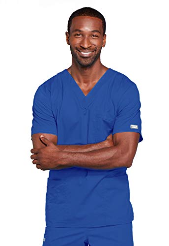 Image of Cherokee Scrubs for Men & Women V-Neck Scrub Top with 4 Pockets, Cotton Blend Soft Stretchy Easy Care Nursing Uniform - 4725