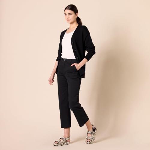 Amazon Essentials Women's High-Rise Slim-Fit Stretchy Ankle-Length Wide-Leg Khaki Pant, Black, 10 Short by Amazon Essentials - Used condition - Image 4
