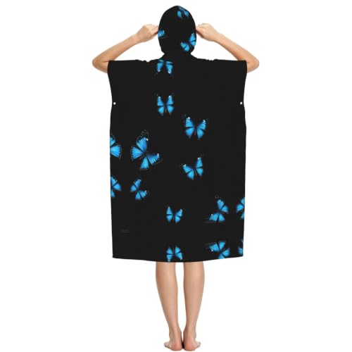 Poncho microfibre léger et absorbant avec capuche imprimé papillon - 3