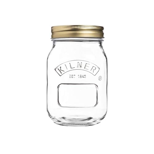 Kilner Preserve Jar 0.5L (500ml) Round Glass Screw Top Lid Preservation Storage Jar for Jams Chutneys Small Pickled Fruits