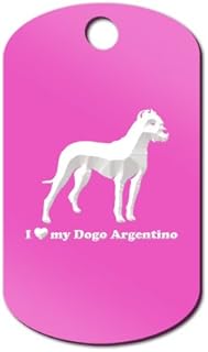 Mister Petlife I Love My Dogo Argentino Engraved Keychain/GI Tag v2 Hot Pink