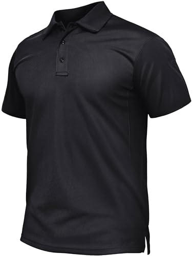 TACVASEN Mens Polo Shirt Short Sleeve Tactical Performance Collared Work Golf Shirts Dry Fit Pique Polos for Summer