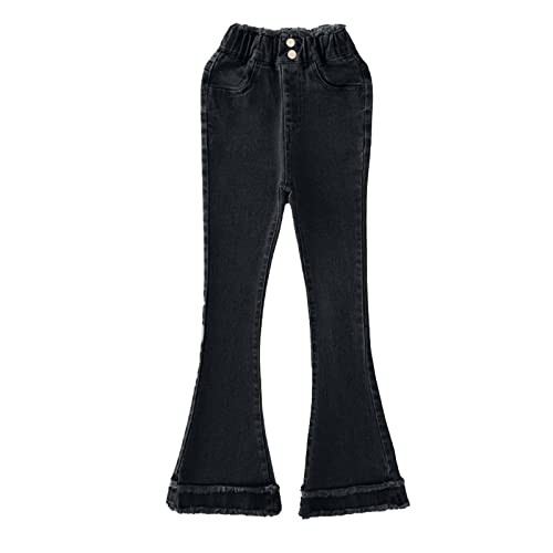 Girls Denim Leggings Bell Bottom Jeans Cute Flare Jeans Cute Raw Hem Slim Pants Casual Trendy Long Pants Teen Trouser