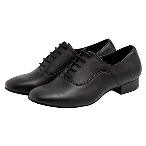 ARCLIBER Mens Dance Shoes Ballroom PU Leather Matte Black Dancing Character Shoes for Men Sole Tango Salsa Latin-12