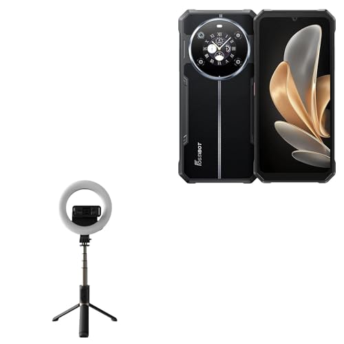 BoxWave Stand and Mount Compatible with Doogee Ibiza F2 - RingLight SelfiePod, Selfie Stick Extendable Arm with Ring Light - Jet Black