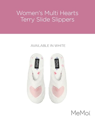 MeMoi Women's Multi Hearts Terry Slide Slippers2