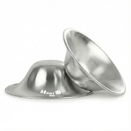 Image of Silver Nipple Shields for Breastfeeding Newborn & A Breastfeeding Essential by Go Mommy - 925 Silver Nursing Cups for Sore Nipple Relief, Protects & Heals Cracked Nipples