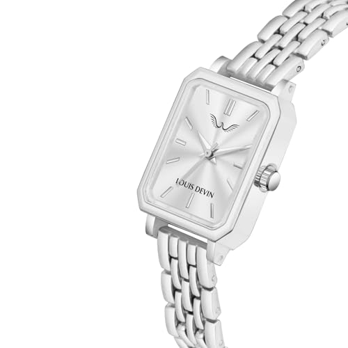 Image of LOUIS DEVIN Silver /Brown /Rose Gold Bracelet Metal Chain Analog Wrist Watch for Women (Blue /Green /Pink /Black /Silver /Brown /Rose Gold Dial) | LD-LS193-CH