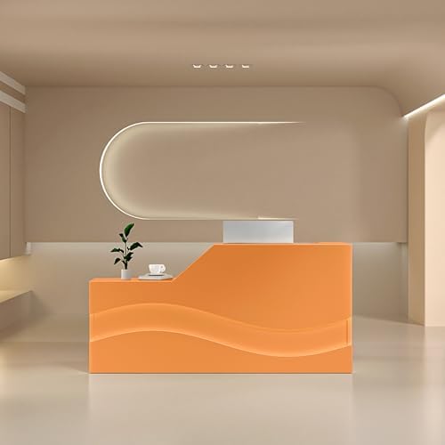 Reception Desk Front Counter Table,Company Counter Front Desk,with Lockable Drawer and Keyboard Tray and Light,for Office Reception Room Lobby Beauty Salon.(Black,55.1x23.6x39.3in)