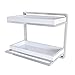Danya B. HA80582 Bathroom Accessories and DÃ©cor â€“ Wall Mount 2-Tier Chrome Shelving Unit with Towel Rack and White Removable Trays