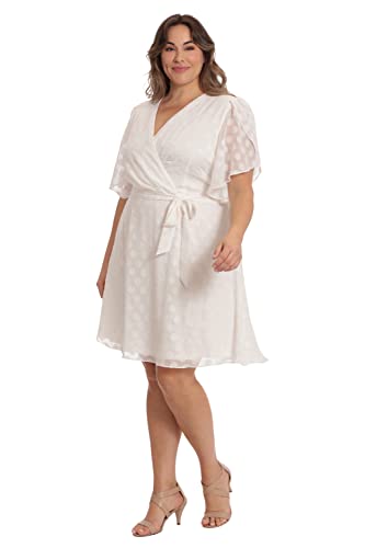 Image of London Times Women's Women's Dresses Pleat Tucks Surplice Draped Sleeve Flare Dress Guest of Occasion