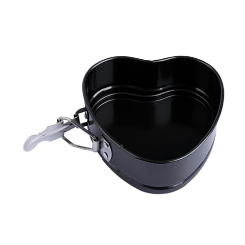 Bojueshaw 4-Inch Heart-Shaped Springform Cake Tin,Non-Stick Carbon Steel Baking Pan with Removable Base for Cheesecakes,Sponges & Desserts