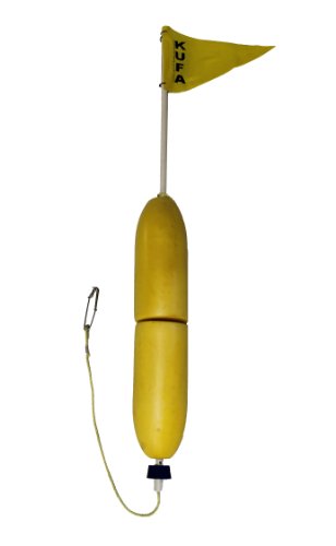KUFA Sports Shrimp Float with PVC Flag Pole, Yellow, 48-Inch