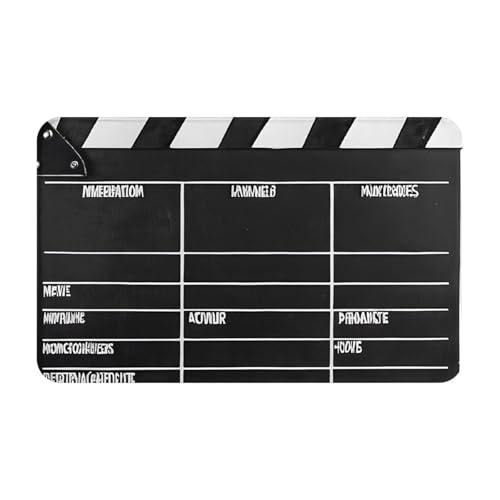 Classic Movie Clapboard Black Print Living Room Bathroom Kitchen Anti Slip and Absorbent Carpet, Indoor Entrance Door Muddy Floor Mat, Ultra Soft Washable Carpet 21x31.5 Inches