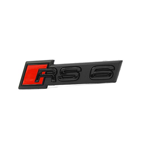 Audi 4K0853736DT94 Schriftzug RS6 (C8) Kühlergrill Emblem Black Edition Logo Clip Plakette, schwarz/rot