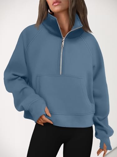 Image of AUTOMET Womens Sweatshirts Half Zip Cropped Pullover Fleece Quarter Zipper Hoodies 2026 Fall Fashion Outfits Clothes