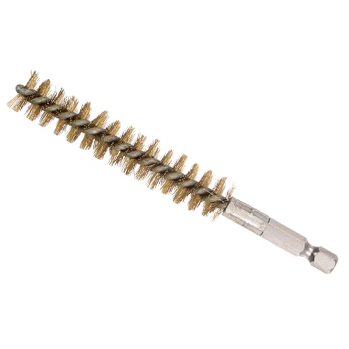 Image of Bore Brush, 15mm Dia 75mm Length, Brass Twisted Cleaning Wire Brushes with 1 /4 inch Hex Shank - (Applications: for Power Drill)