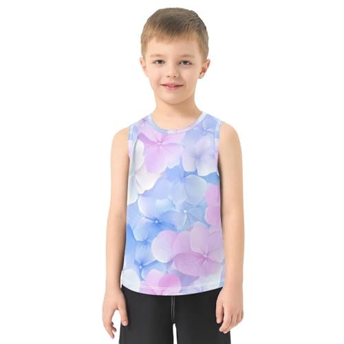 susiyo Light Pink Blue Hydrangeas Flowers Boys Sleeveless Tank Top Girls Athletic T Shirt2