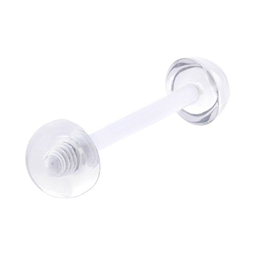 Oasis Plus 10Pcs 14G Clear Flexible Bioflex Tounge Retainer Nipple Ring Barbell 6Mm Half Ball Body Piercing #TOP2